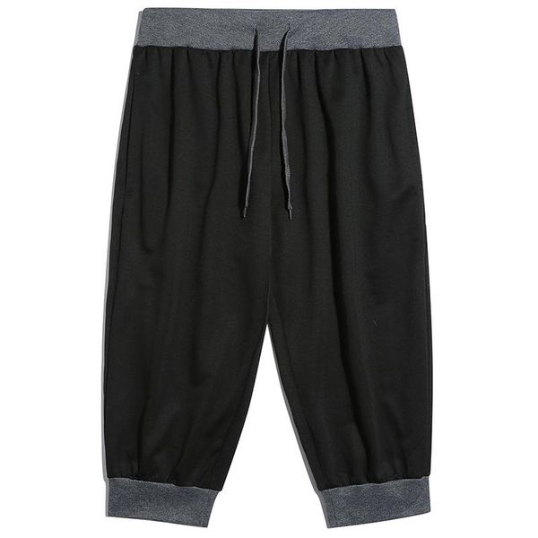 

men's shorts 2021 fashionpants specials drawstring waist screw mouth contrast color sports cropped pants, White;black