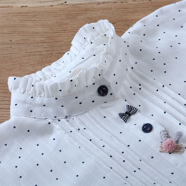 

women's blouses & shirts lamtrip kawaii bow buttons polka dots print ruffled collar long sleeve cotton shirt blouse me94, White