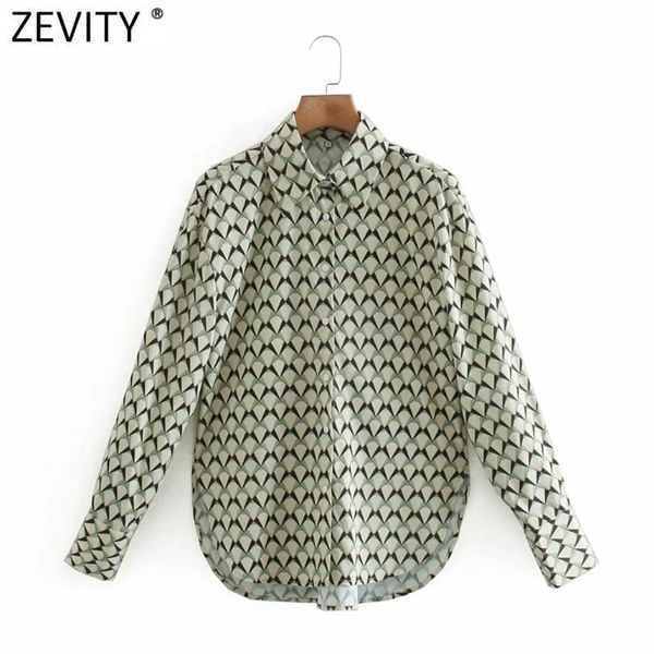 

women fashion geometric print casual blouse office lady long sleeve business shirt chic femme blusas ls7386 210420, White