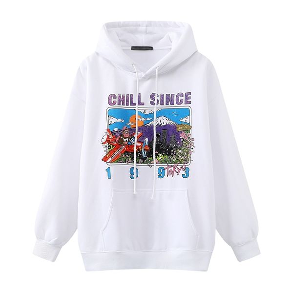

oversize girls stylish cartoon print hoodies autumn fashion ladies chic female casual pullovers streetwear women 210427, Black