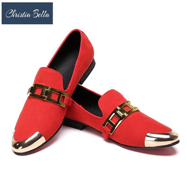 

dress shoes christia bella buckle handcraft men red velvet smoking slipper and fashion party loafers plus size flats summer, Black