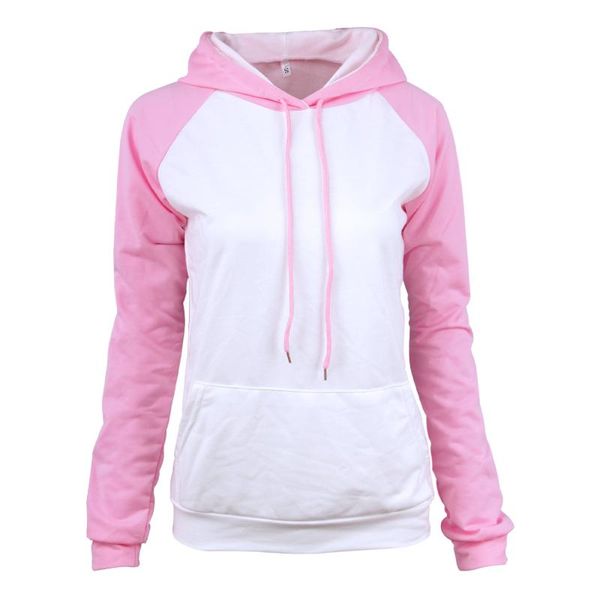 

women's hoodies & sweatshirts autumn and winter warm hoodie fashion stitching long-sleeved slim drawstring hooded sweater pullover casu, Black