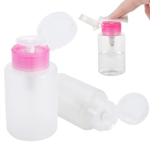 

150ml transparent refillable bottles handy liquid container nail polish remover empty bottle press pumping dispenser storage & jars
