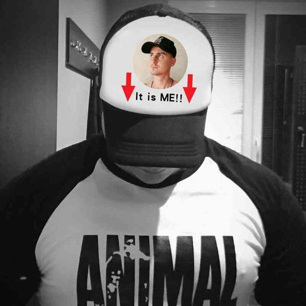 

diy cap with p it is me who am i cap 1 piece custom diy logo trucker polyester mesh print, Blue;gray