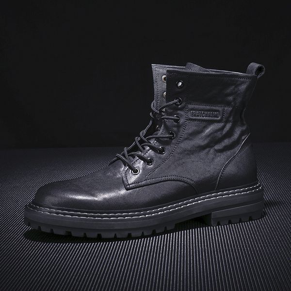 

autumn martin breathable leather high british men's black handsome military boots men's motorcycle fashion boots