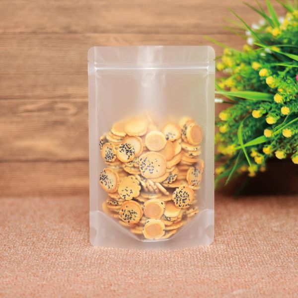 

storage bags white pe stand up zipper/ candy tea dried fruit gift packaging moisture-proof open window pouch 100pcs