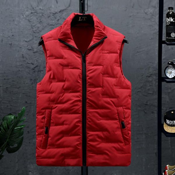 

men's vests 2021 autumn and winter stand collar thick vest youth slim fashion thermal, Black;white