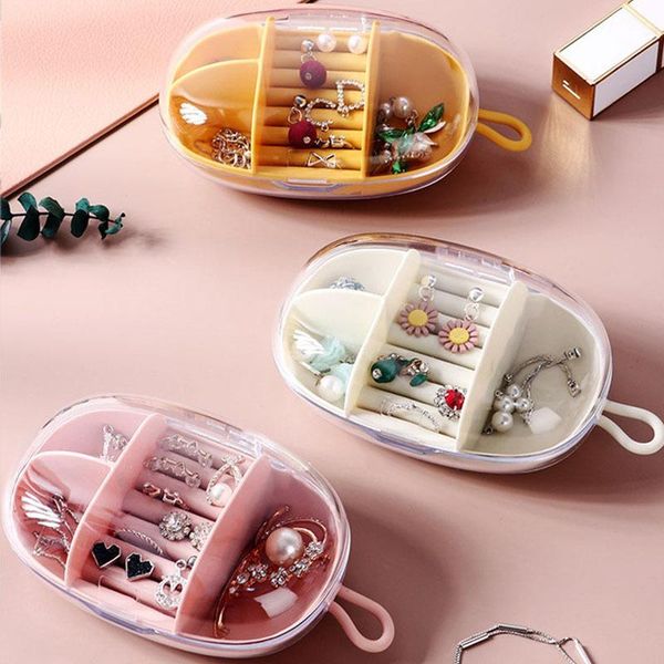 

storage boxes & bins transparent cosmetic jewerly organizer rotating makeup dustproof waterproof jewelry box compartment