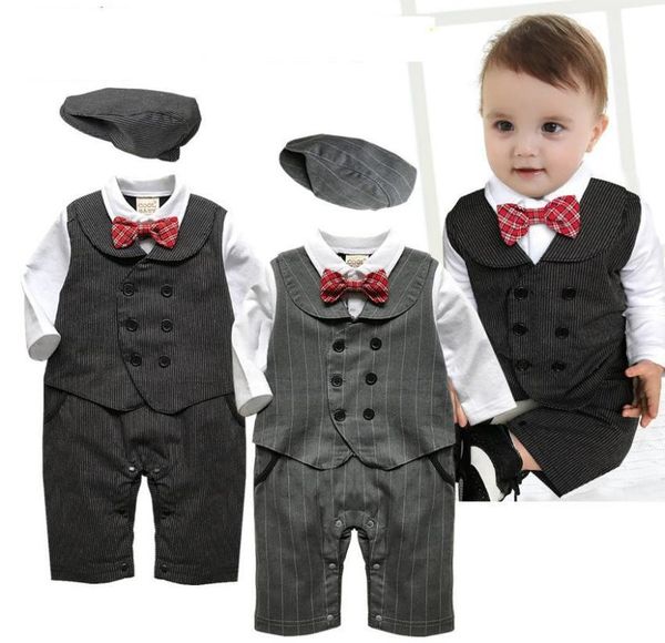 

born baby spring autumn rompers boys gentleman bowknot clothes infant long sleeved cotton jumpsuit 2 pcs costume party jumpsuits, Blue