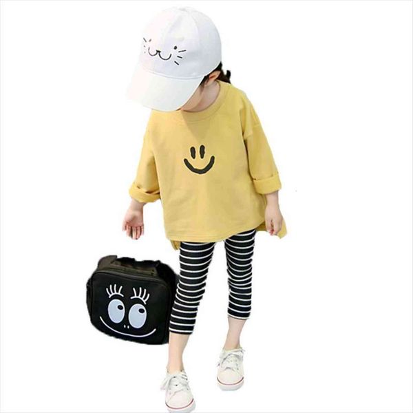 

vidmid spring and autumn girls t shirt fashion smile print long sleeve baby cotton childrens round neck p77, Blue