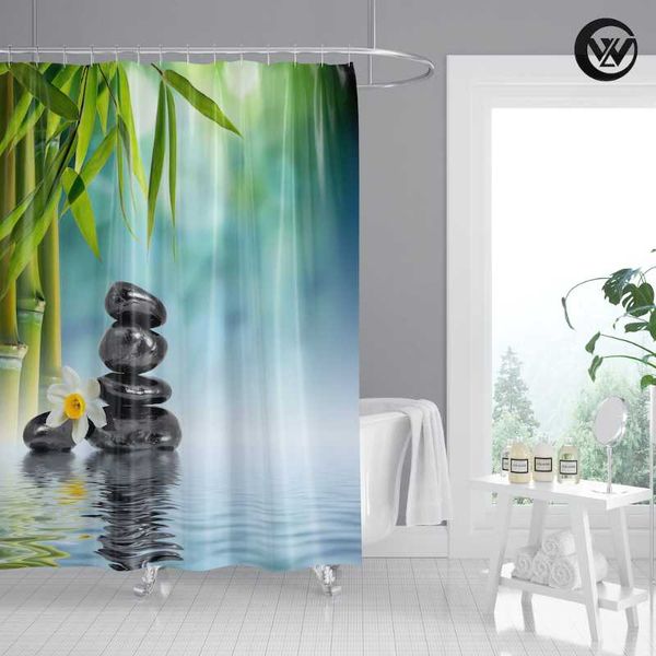 

shower curtains eco friendly printing polyester bamboo bathroom curtain, custom extra long nature el curtain/