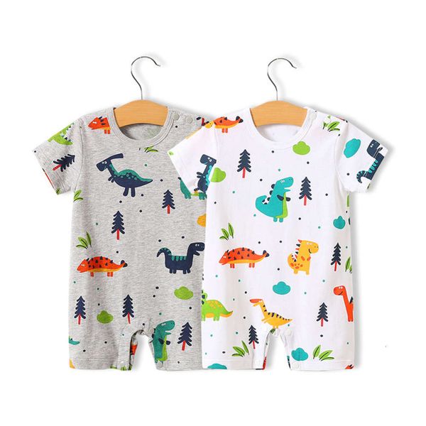 

baby clothes summer born thin one-piece women's children's full print short sleeve outdoor men's, White