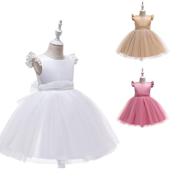 

summer mesh girls dress formal evening wedding gown tutu princess flower children clothing kids party girl clothes girl's dresses, Red;yellow