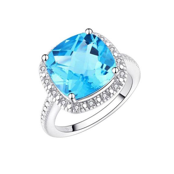

cluster rings gz zongfa latest fashion natural blue z gem 8.18ct main stone fine jewelry 925 sterling silver diamond ring, Golden;silver