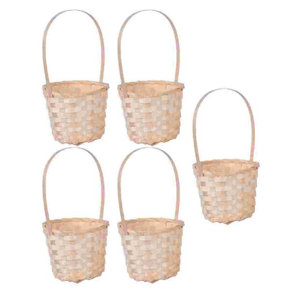 

storage baskets 5pcs picnic basket with handle simple weaving flower