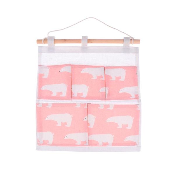 

storage boxes & bins door back hanging organizers five pockets linen cotton bag cute sundries wall organizer for home dormitory