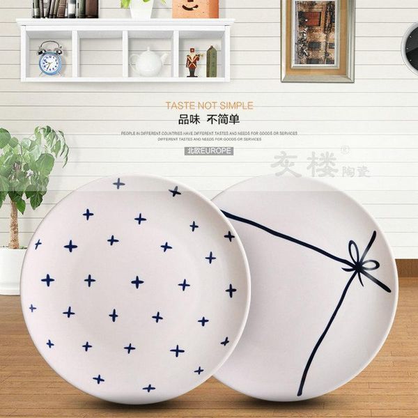 

dishes & plates creative simple ceramic tableware household round plate fruit western breakfast bowl overglaze craft