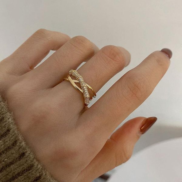 

cluster rings s925 sterling silver ring for women fashion charm luxury geometry wedding resizable jewelry accessories wholesale, Golden;silver