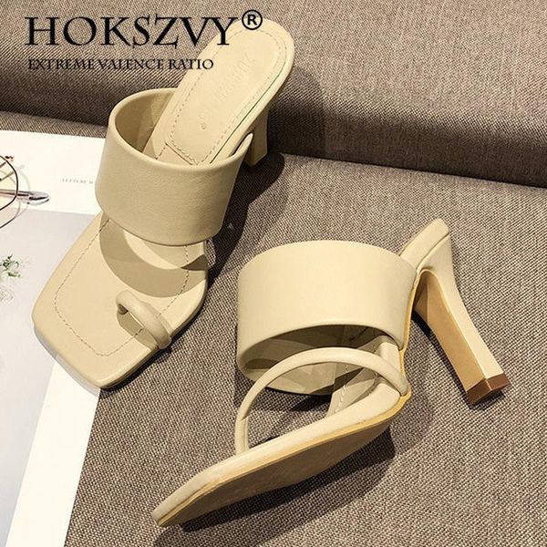 

slippers hoksvzy 2021 summer square head thin heel fashion wear open-toed women's shoes casual clip toe high-heeled sexy, Black