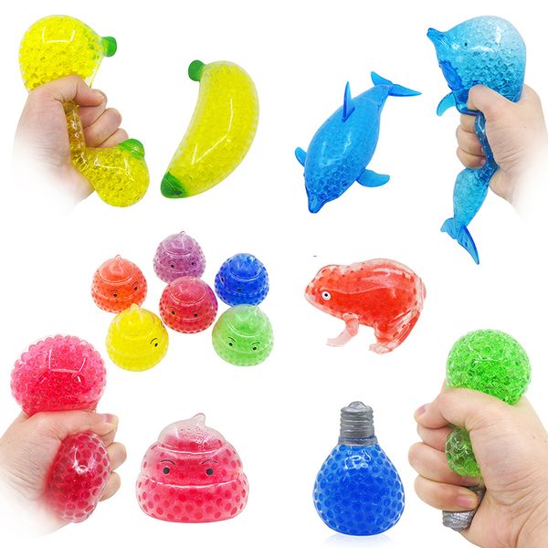 

pineapple stress balls toy tropical fruit with colorful gel water beads - squeeze and stretch promote stress relief calm focus