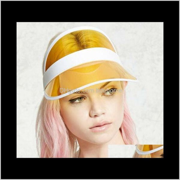 Визуализации шляпы шапки шапки, шарфы перчатки мода независимые падения доставки 2021 летние летние PVC солнцезащитный козырек вечеринка случайная шляпа прозрачный пластиковый взрослый