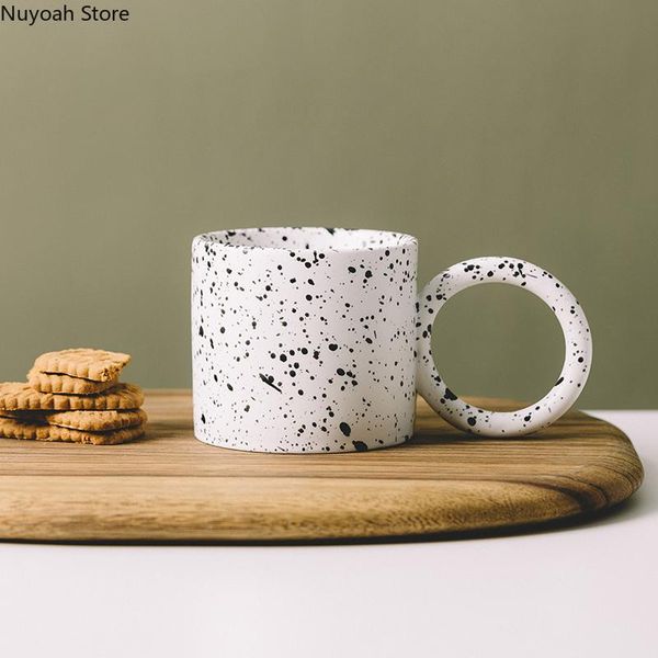 

mugs white ceramic mug big handle black ring water cup coffee creative european style living room home decoration accessories