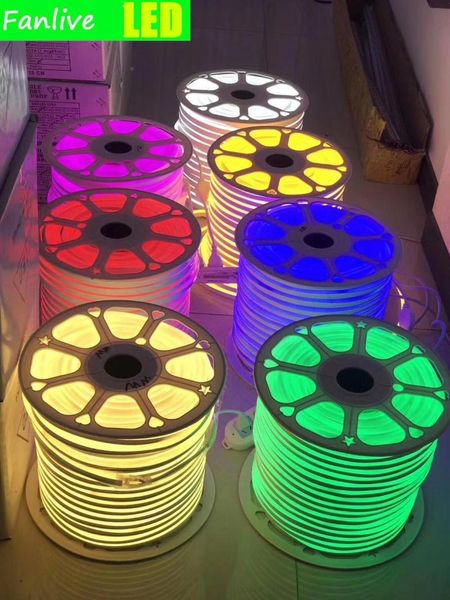

strips 50m/lot indoor outdoor flex silicone led neon light 8*16mm dc12v ip68 strip waterproof board building home diy rope lamp