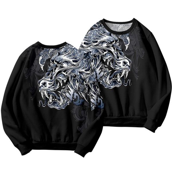 

men's hoodies & sweatshirts dragon printed black couple men women hip hop casual long sleeve streetwear pullover oversize 6xl