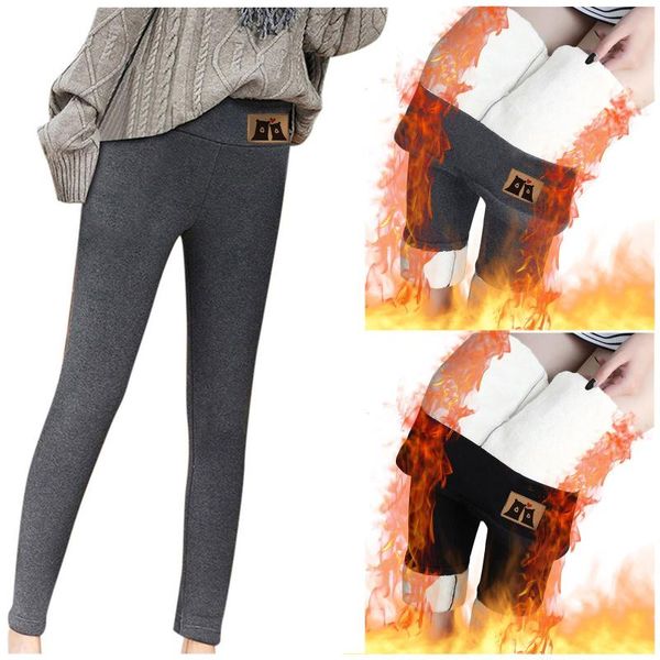 

women's leggings winter pants thermal high waisted for women flannel streetwear trousers casual #t2g, Black