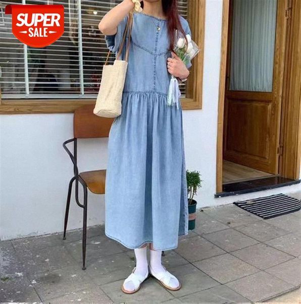 

li zhiqi korean denim dress, loose and thin, fashionable mid-length a-line big skirt 110647 #zx2v, Black;gray