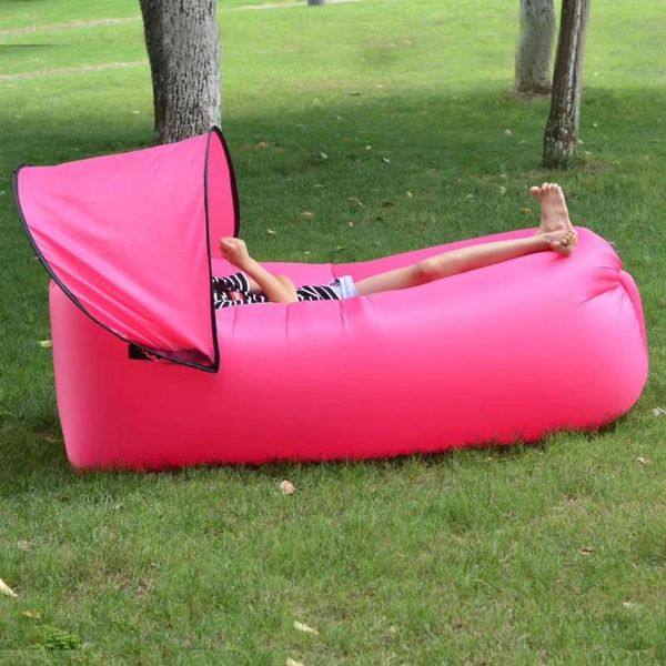 

outdoor pads air bag with inflatable lazy sofa camping sleeping bags sunshade bed for adults beach fast folding lounge chair