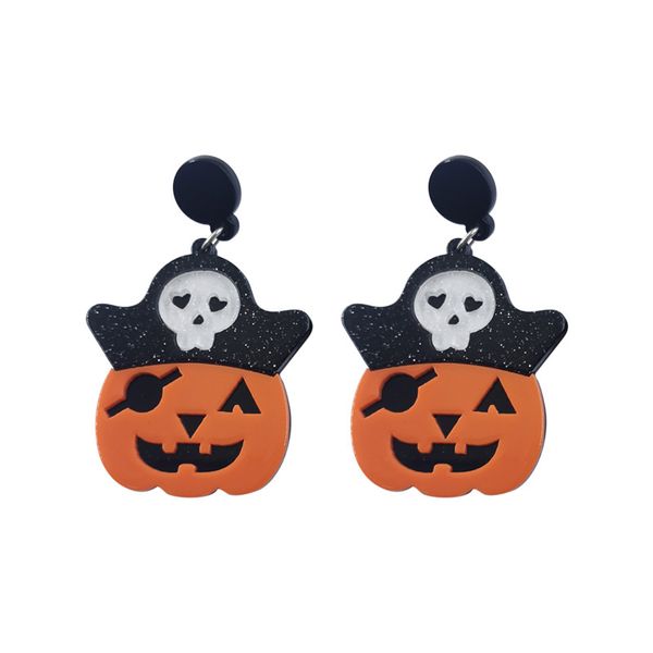 

Creative Charm Earrings Acrylic Pirate Pumpkin Monster Bowknot Ghost Earring Halloween Funny Alternative Advanced Simpl Ear Jewelry Gifts, Golden