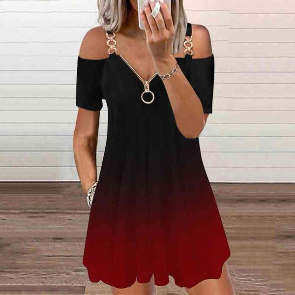 

summer cold shoulder dress plus size short sleeve v neck elegant dresses for women clothing vestidos mujer verano, Black;gray