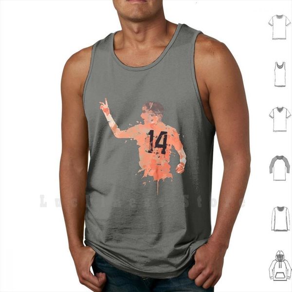 

johan cruyff netherlands legend art mens tank vest sleeveless holland football footy, White;black