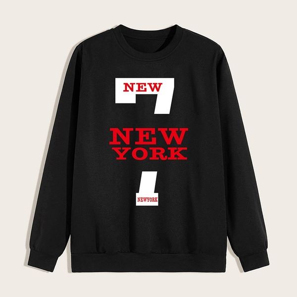 

round neck men's 2020 autumn new 7-print black print pullover korean coat