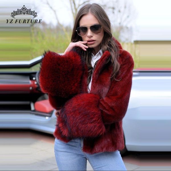 

women's fur & faux 2021 natural mink women real coat long sleeve lapel collar luxury winter jacket mkw-089, Black