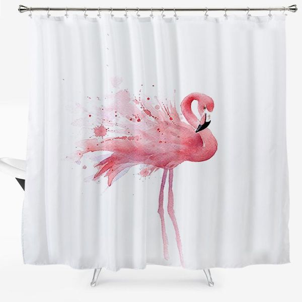 

shower curtain polyester waterproof fabric flamingo pattern bathroom with 12pcs hooks or 40-60cm mat curtains