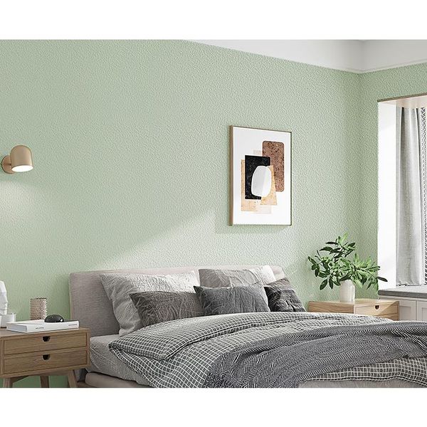 

wallpapers [sound insulation and noise reduction] solid color apple green 3d three-dimensional suede velvet thick light luxury wallpaper