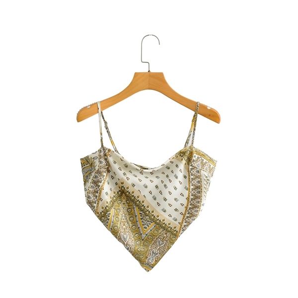 

tanks crop women yellow print backless bandage lace-up summer sling open back camisoles vest fashion streetwear 210524, White