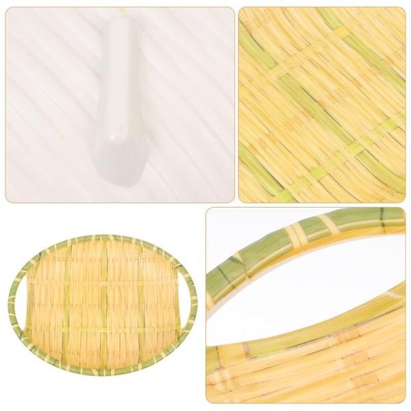 

dishes & plates 2pcs simulation bamboo woven trays drainage weaving tray simlulation