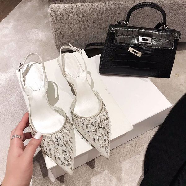 

summer roman pointed leather slotted belt rc rhinestone high-heeled sandals wedding women's shoes fairy, Black