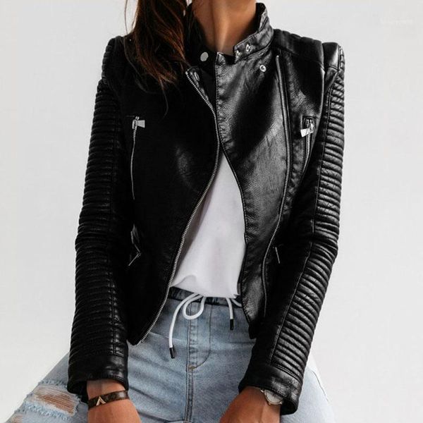 

faux leather pu jacket leisure bodyish motorcycle women spring autumn black fashion outerwear gothic punk coats women's &
