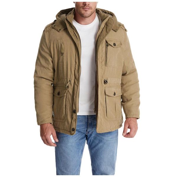 

men's jackets jacket autumn and winter leisure plus size padded zipper multi-pocket hooded long coat blouse high quality, Black;brown