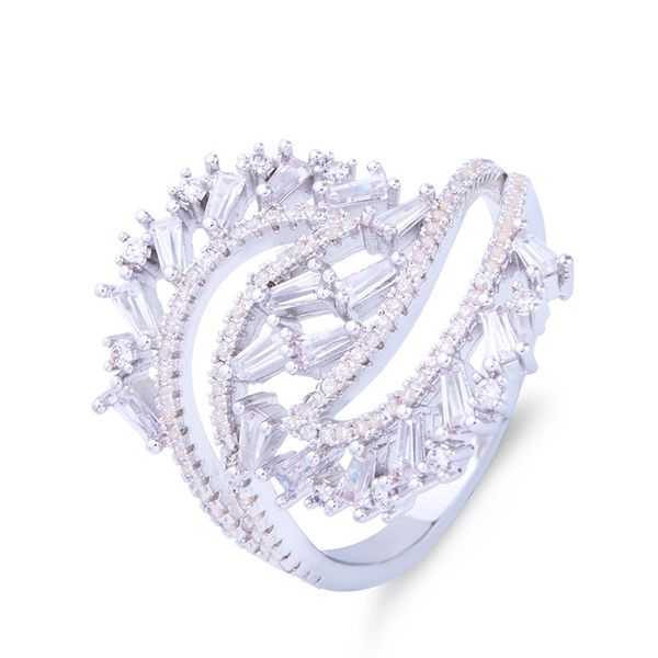 

designers selling 18k gold plated ring women's atmospheric zircon hand jewelry yiwu rif22, Silver