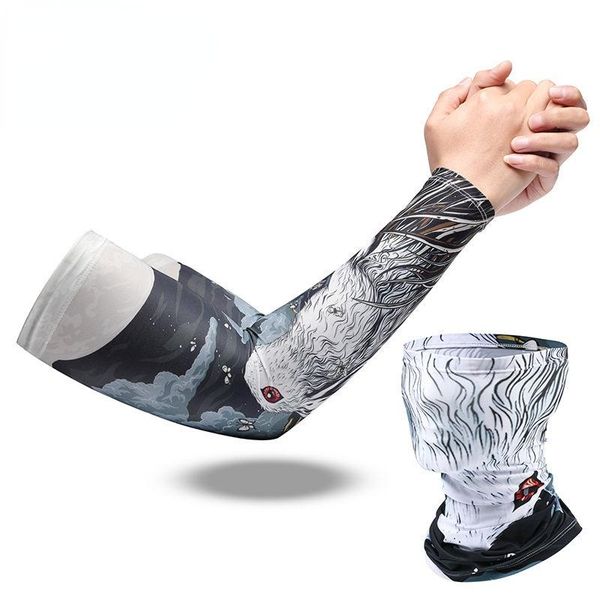 

elbow & knee pads cycling arm sleeves sun uv protection ice fabric breathable compression sleeve running basketball tennis bike warmers, Black;gray