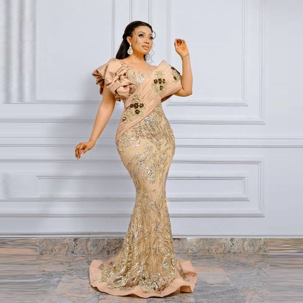 Lusso Applique Beaded Peastems Sirenziale Prom Dress da sera formale Banchetto Formale Party Pageant Aso EBI N