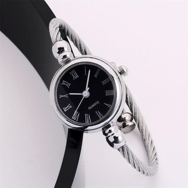 

wristwatches glass mirror bracelet watch girl circular analog quartz f628, Slivery;brown