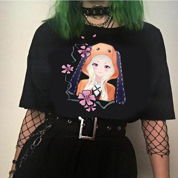 

anime kakegurui female t-shirt fashion o-neck short sleeve casual women's, White