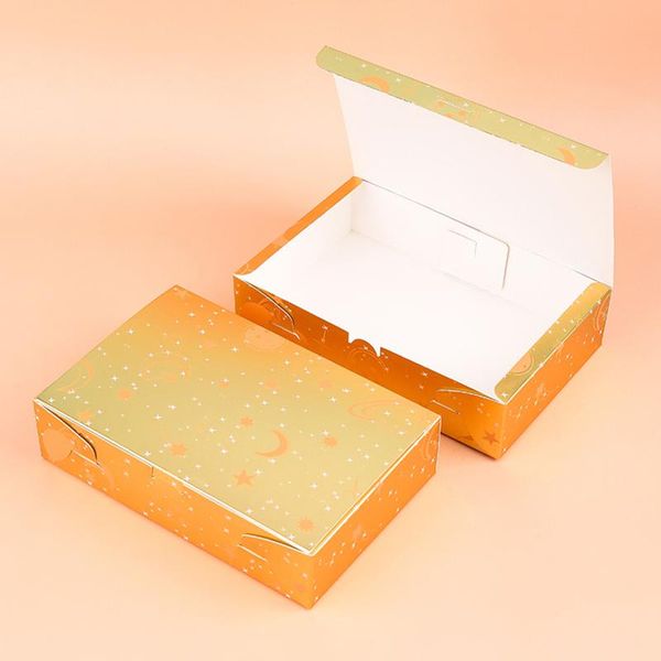 

10pcs ins cake packaging box shiny golden star cupcake diy dessert gift paper cardboard present carton 21x14x5cm wrap