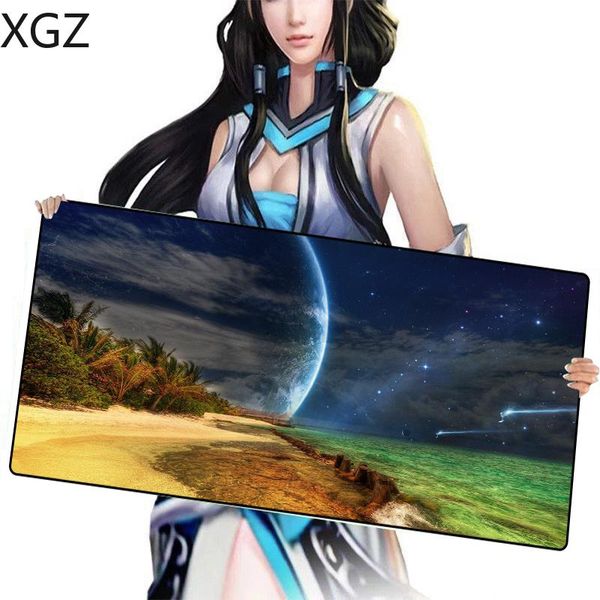 

mouse pads & wrist rests xgz game player big pad beautiful black lock-edge fantasy planet sea computer desk mat speed rubber non-slip coaste
